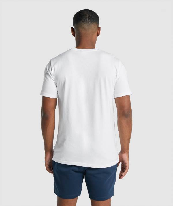 Panske Tricka Gymshark Crest Biele | EL7386529